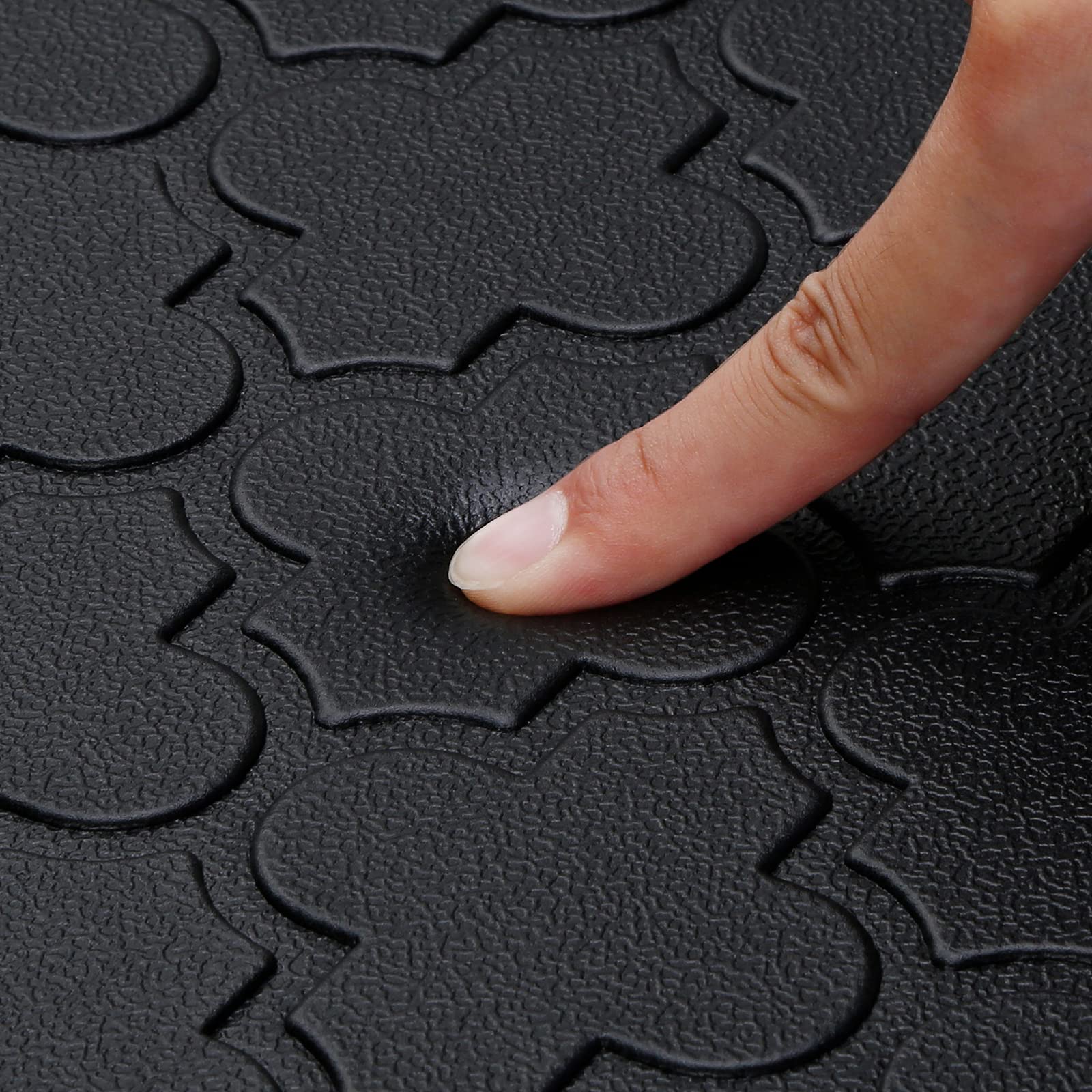 WISELIFE Kitchen Mat Cushioned Anti Fatigue Floor Mat 17.3''x39'' Thick Non Slip Waterproof Kitchen Rugs and Mats Heavy Duty PVC Foam Standing Mat for Kitchen Floor Home Desk Sink Laundry Black